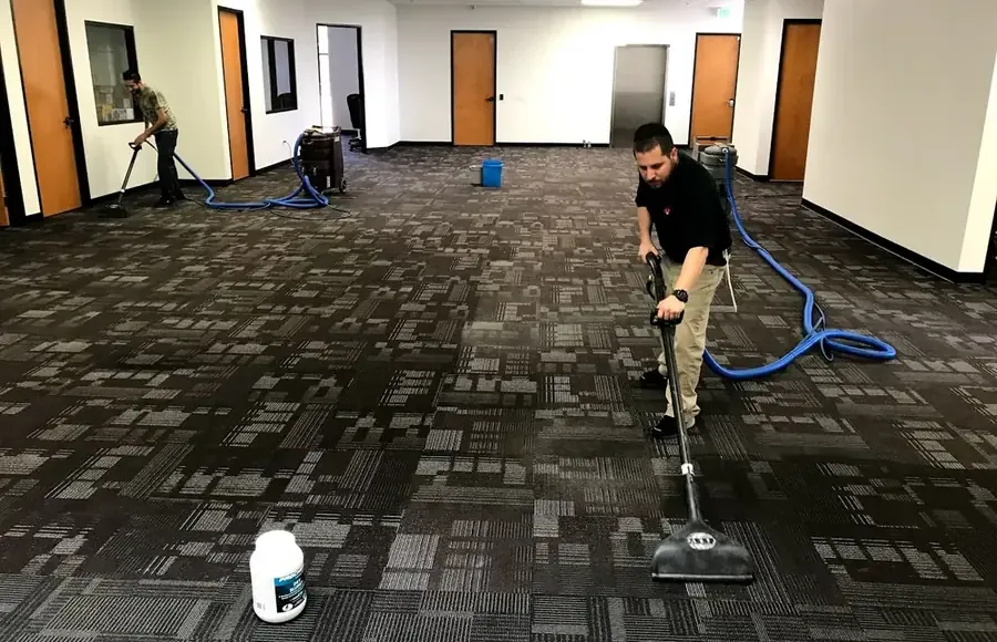 Water extraction underway across an office floor